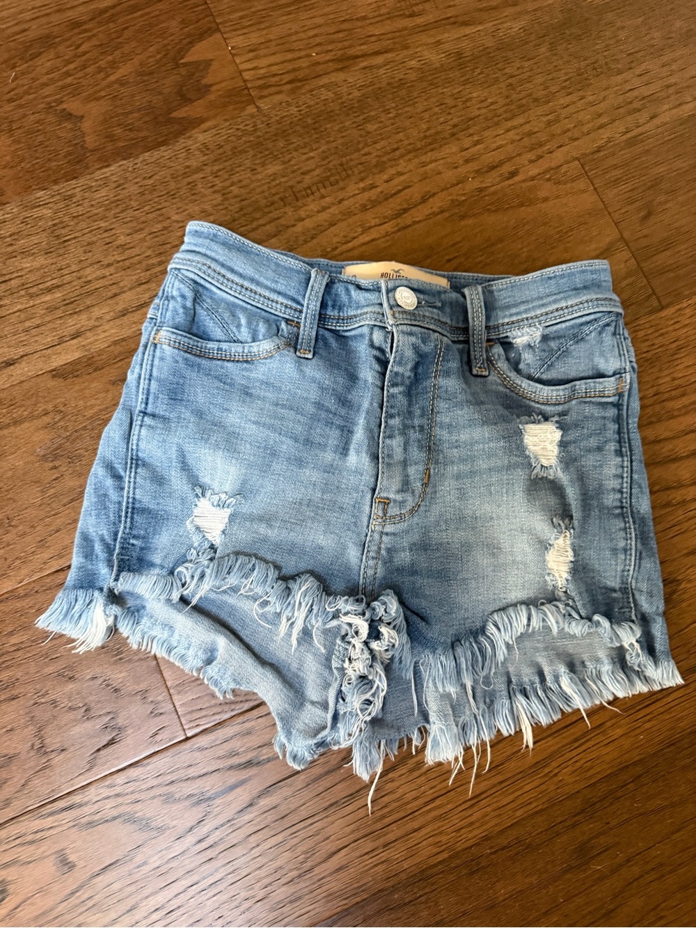 Hollister Distressed Light Wash Denim Cutoff Shorts